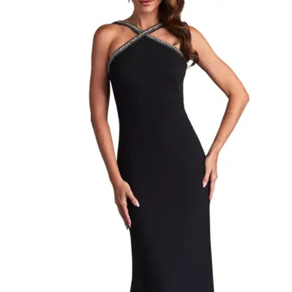 Tadshi Shoji (SHO) Black Crepe Gown